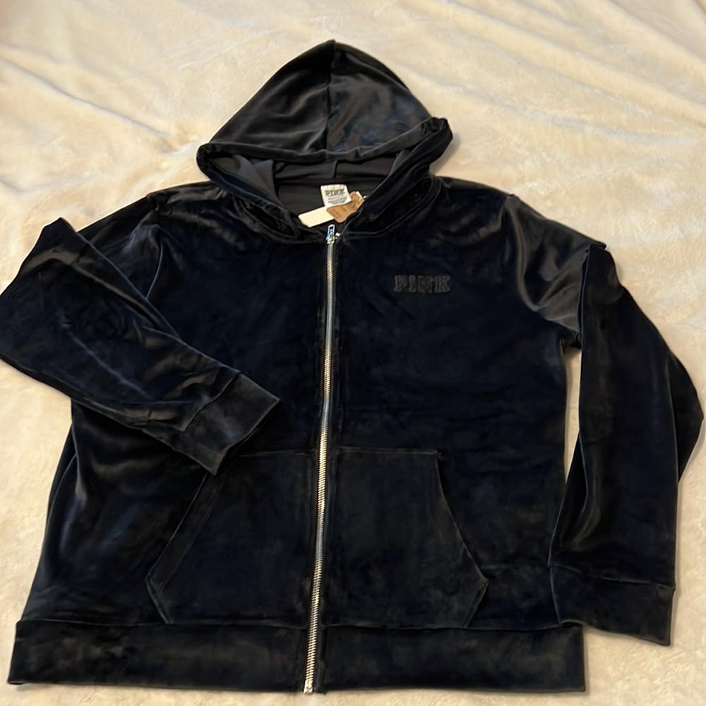 Victoria’s Secret PINK (black velour zip hoodie)